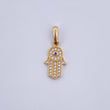 Dije Mano Hamsa 1.2gr / 2.1cm / Circones Azul Blancos Oro Amarillo 18K &