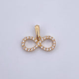 Dije Infinito 1.25gr / 1.7cm / Circones Blancos Oro Amarillo 18K &