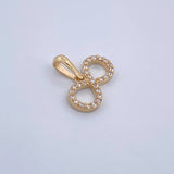 Dije Infinito 1.25gr / 1.7cm / Circones Blancos Oro Amarillo 18K &