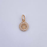 Dije Corona RX 0.6gr / 1.4cm / Circones Blancos Oro Amarillo 18K &