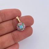 Dije Halo 1.7gr / 1.8cm / Circones De Colores Oro Amarillo 18K &