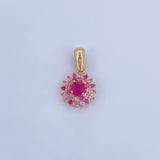 Dije Halo 1.7gr / 1.8cm / Circones Fucsias Lilas Oro Amarillo 18K &