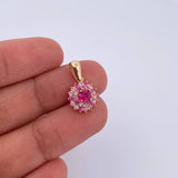 Dije Halo 1.7gr / 1.8cm / Circones Fucsias Lilas Oro Amarillo 18K &