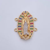 Herraje Virgen Guadalupe 8.8gr / 3.5cm / Circones De Colores Dos Oros Amarillo Blanco 18K &
