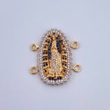 Herraje Virgen Guadalupe 5.8gr / 2.8cm / Circones Negros Blancos Tres Oros 18K &