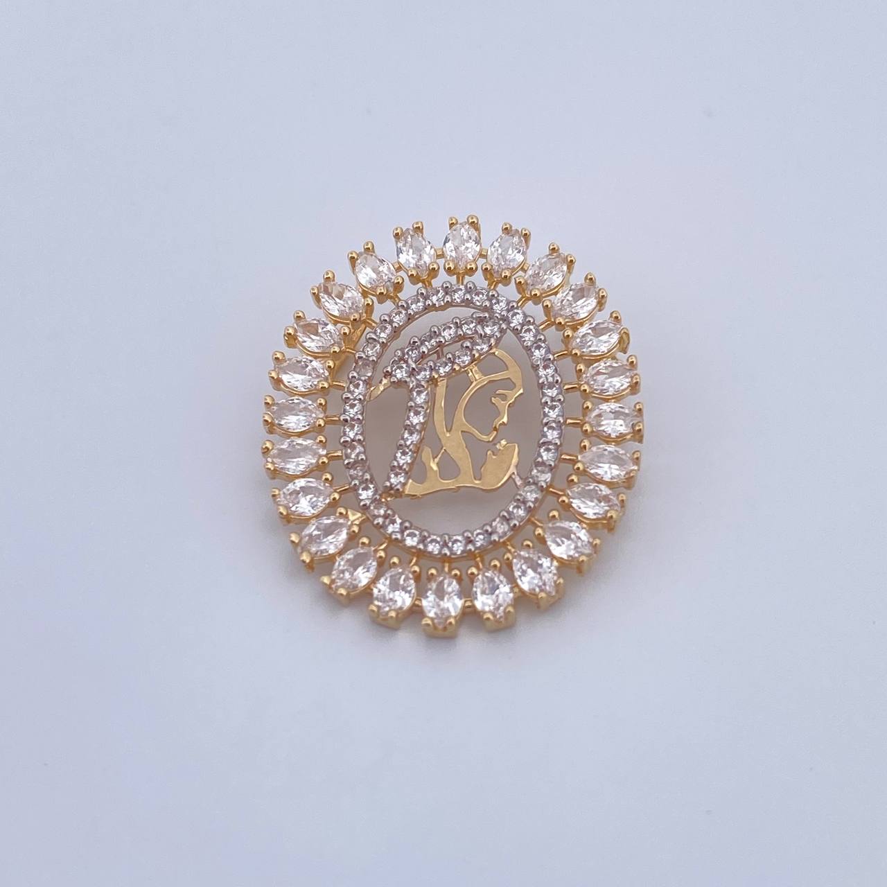 Herraje Virgen Maria 2.8gr / 2.4cm / Circones Blancos Dos Oros Amarillo Blanco 18K &