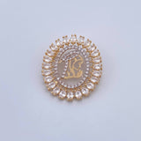 Herraje Virgen Maria 2.8gr / 2.4cm / Circones Blancos Dos Oros Amarillo Blanco 18K &