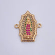 Herraje Virgen Guadalupe 2.85gr / 2.3cm / Circones Fucsias Verdes Blancos Oro Amarillo 18K &