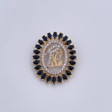 Dije Virgen Maria 2.8gr / 2.4cm / Circones Negros Blancos Dos Oros Amarillo Blanco 18K &