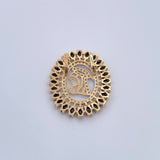 Dije Virgen Maria 2.8gr / 2.4cm / Circones Negros Blancos Dos Oros Amarillo Blanco 18K &