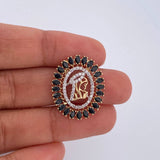 Dije Virgen Maria 2.8gr / 2.4cm / Circones Negros Blancos Dos Oros Amarillo Blanco 18K &