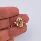 Herraje Virgen Guadalupe 1.1gr / 1.4cm / Circones Fucsias Azules Blancos Oro Amarillo 18K &