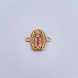 Herraje Virgen Guadalupe 1.15gr / 1.4cm / Circones Fucsias Verdes Blancos Oro Amarillo 18K