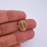 Herraje Virgen Guadalupe 1.15gr / 1.4cm / Circones Fucsias Verdes Blancos Oro Amarillo 18K