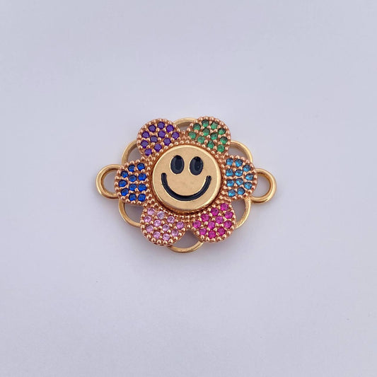 Herraje Flor Animada 4.3gr / 2.3cm / Circones De Colores Oro Amarillo 18K &