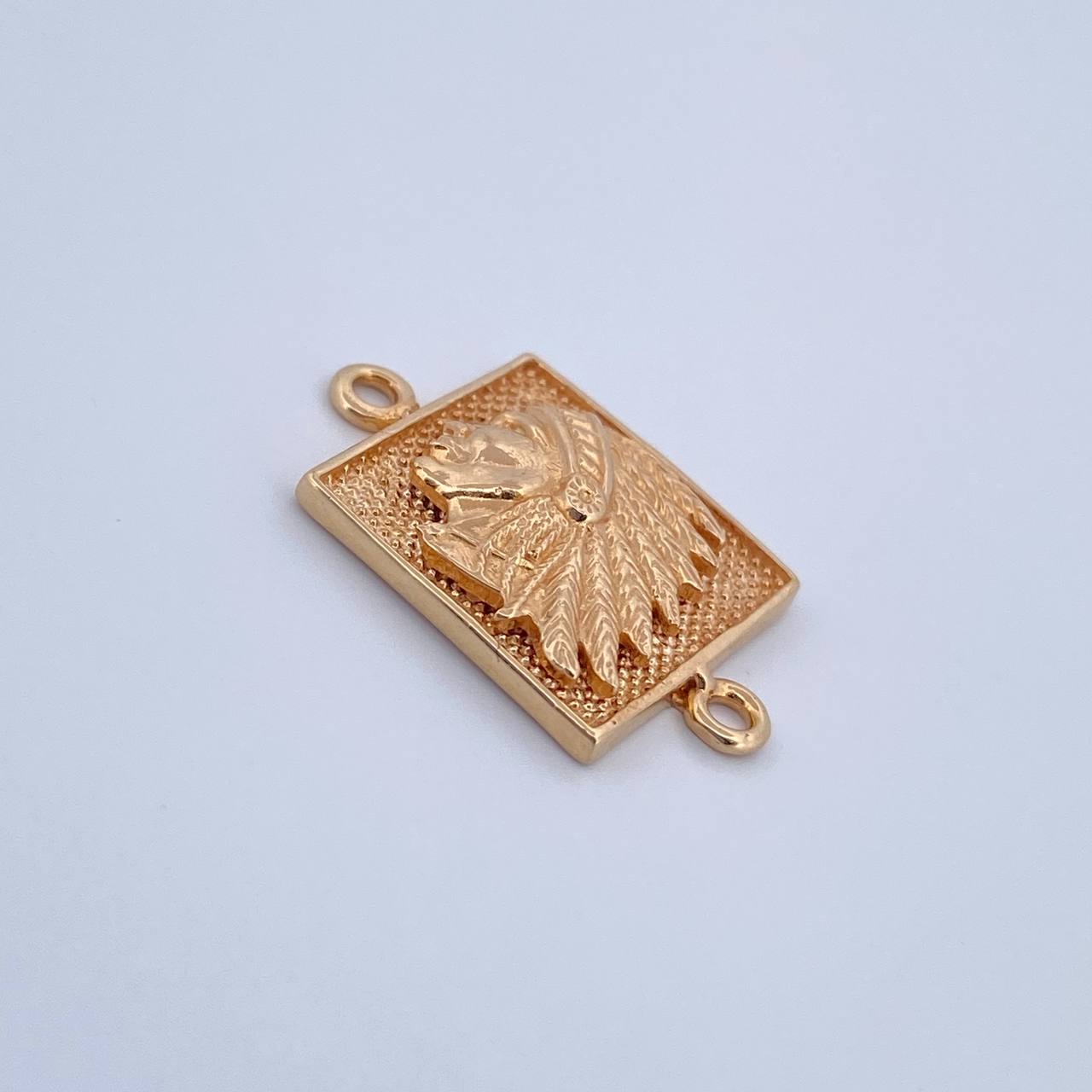Herraje Placa Indio 4.05gr / 2.2cm / Punteada Oro Amarillo 18K &