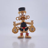 Herraje Pato Bolsas Dinero 5.45gr / 2.6cm / Circones Azules Negros Amarillos Tres Oros 18K &