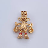 Herraje Pato Bolsas Dinero 5.45gr / 2.6cm / Circones Azules Negros Amarillos Tres Oros 18K &