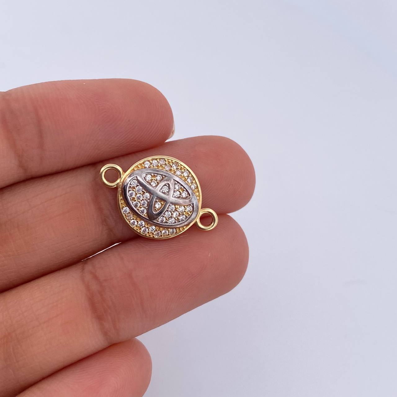 Herraje Emblema TY 2gr / 2cm / Circones Blancos Dos Oros Amarillo Blanco 18K &