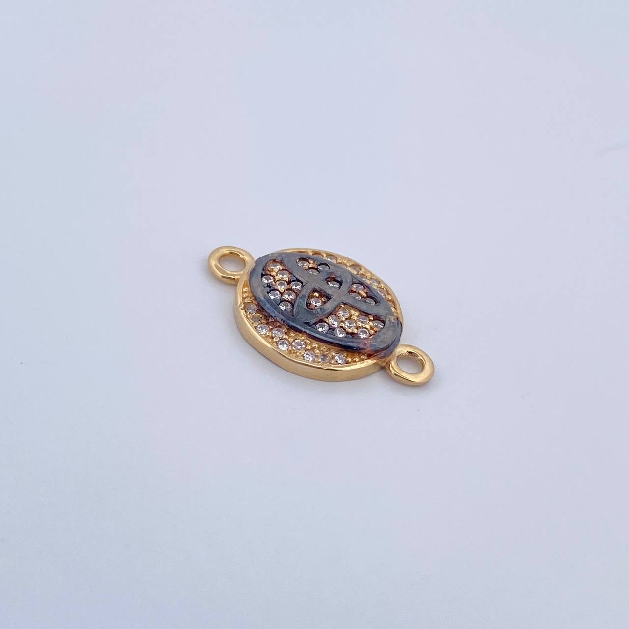 Herraje Emblema TY 2.2gr / 2cm / Circones Blancos Dos Oros Negro Amarillo 18K &