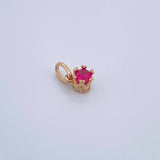 Dije Halo 0.65gr / Circones Fucsias Blancos Oro Amarillo 18K &