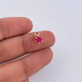Dije Halo 0.65gr / Circones Fucsias Blancos Oro Amarillo 18K &