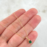 Set Cadena y Dije Aguja Trenzada + Piedra 1.25gr / 45cm / Oro Amarillo 18K (Oferta) ©