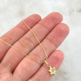Set Cadena y Dije Aguja Trenzada + Estrella De David 1.2gr / 45cm / Oro Amarillo 18K (Oferta) ©
