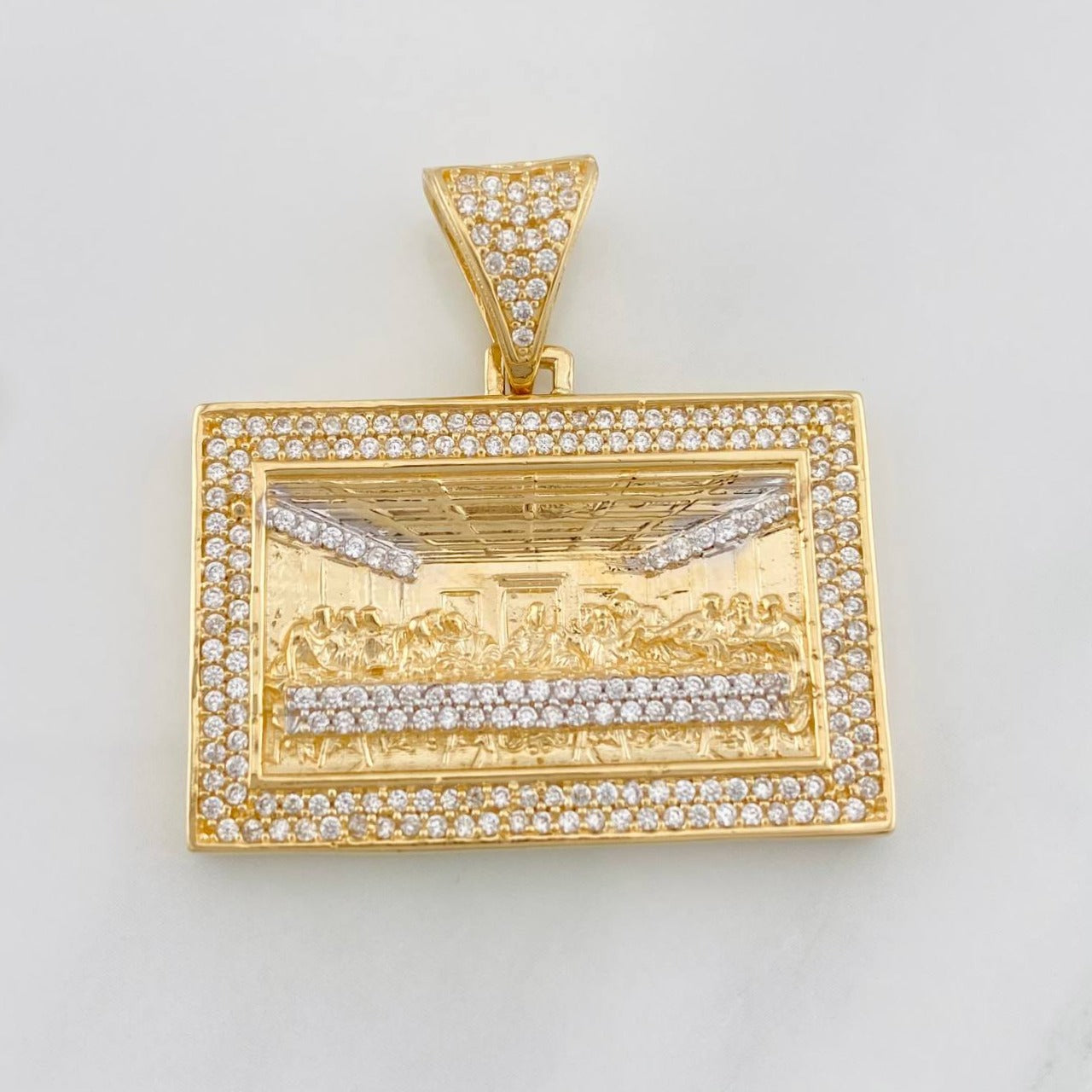 Dije La Última Cena 10.25g / 3.2cm Dos Oros Amarillo Blanco 18K