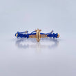 Pulsera Azul Herraje Avion 1.5gr / 4mm-3mm Bolas Diamantadas Circones Blancos Oro Amarillo  18K &