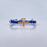 Pulsera Azul Herraje Avion 1.5gr / 4mm-3mm Bolas Diamantadas Circones Blancos Oro Amarillo  18K &