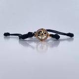 Pulsera Negra Herraje Estrella Cardinal 1.7gr / Circones Blanco Azul Oro Amarillo 18K &
