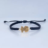Pulsera Negra Herraje Oso Ts 0.55gr / Troquelada Oro Amarillo 18K &