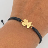Pulsera Negra Herraje Oso Ts 0.55gr / Troquelada Oro Amarillo 18K &