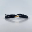 Pulsera Negra 0.15gr / 3mm Bolas Lisas Oro Amarillo 18K (A.C)