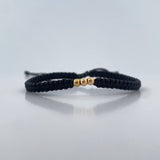 Pulsera Negra 0.15gr / 3mm Bolas Lisas Oro Amarillo 18K (A.C)