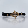 Pulsera Negra Herraje Timon 3.8gr / Circones Negros Neoprenos Oro Amarillo 18K &