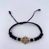 Pulsera Negra Herraje Timon 3.9gr / Circones Blancos Negros Azules Neoprenos Dos Oro Amarillo Blanco 18K &