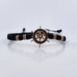 Pulsera Negra Herraje Timon 3.95gr / Circones Negros Dos Oros Negro Rosa 18K &
