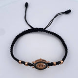 Pulsera Negra Herraje Timon 3.95gr / Circones Negros Dos Oros Negro Rosa 18K &