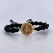 Pulsera Negra Herraje Virgen Del Carmen 1.35gr / Troquelada Oro Amarillo 18K &