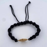 Pulsera Negra Herraje Virgen Del Carmen 1.35gr / Troquelada Oro Amarillo 18K &