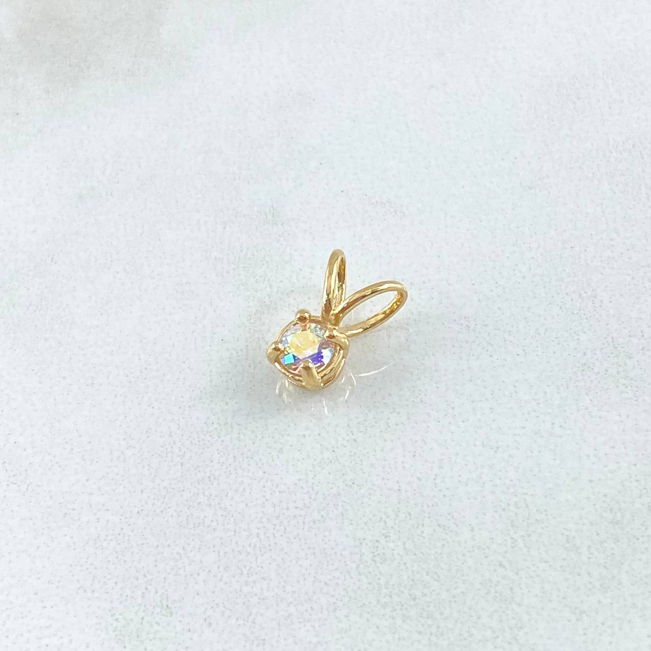 Dije Piedra Regalo 0.75gr / 1cm / Circon Tornasol Oro Amarillo 18K