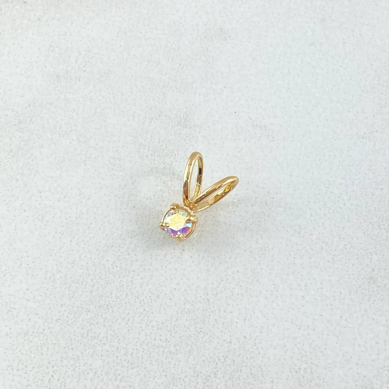 Dije Piedra Regalo 0.4gr / 1cm / Circon Tornasol Oro Amarillo 18K ©