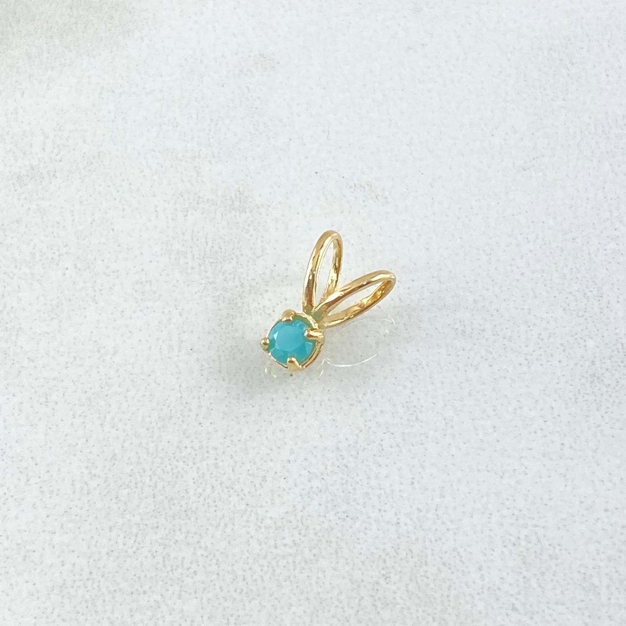 Dije Piedra Regalo 0.35gr / 1cm / Circon Azul Turquesa Oro Amarillo 18K ©
