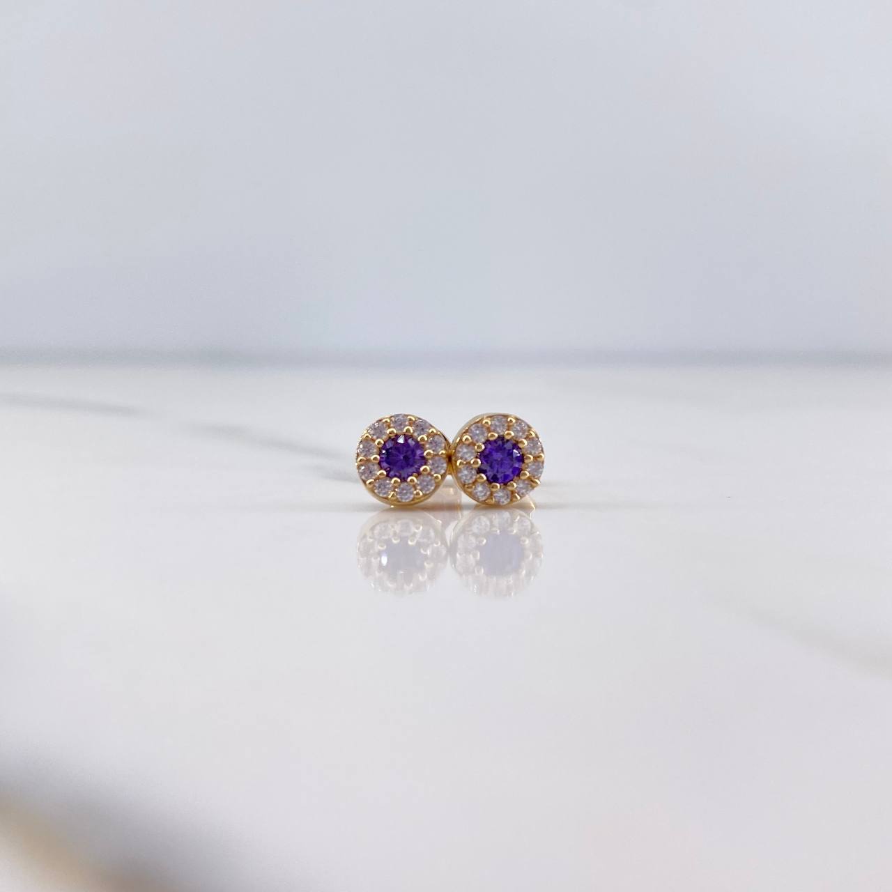 Topos Circulo Halo 1.3gr / Circones Morados Blancos Oro Amarillo 18K $