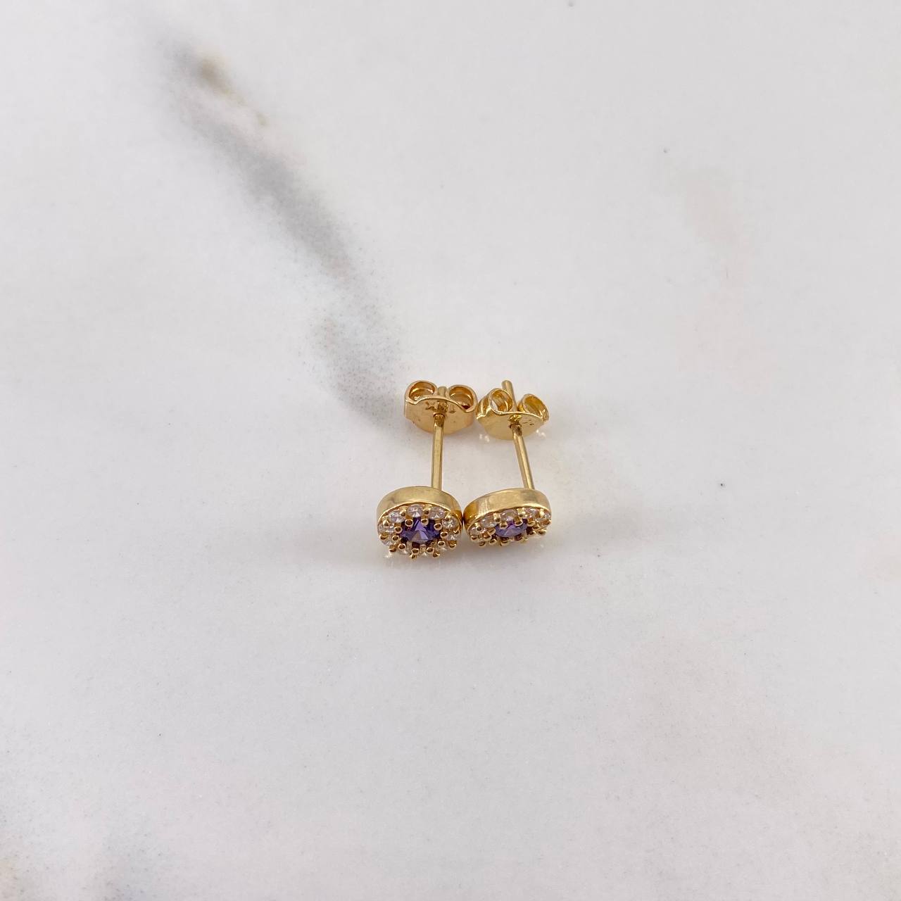 Topos Circulo Halo 1.3gr / Circones Morados Blancos Oro Amarillo 18K $