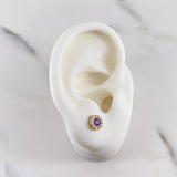 Topos Circulo Halo 1.3gr / Circones Morados Blancos Oro Amarillo 18K $