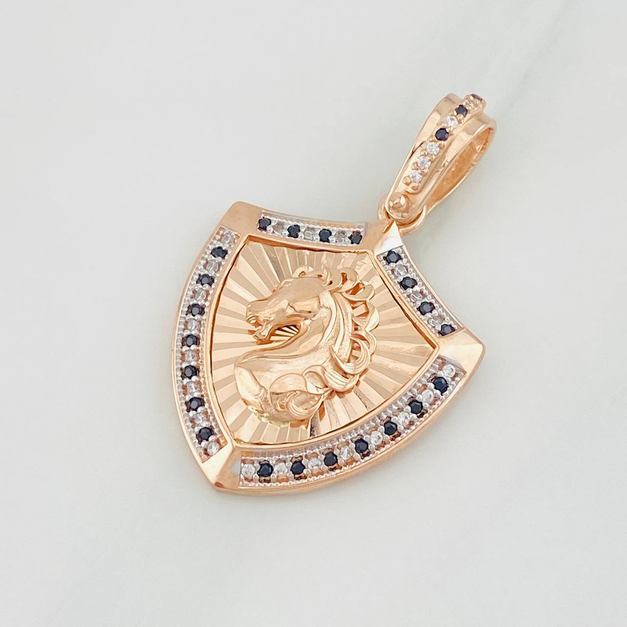Dije Caballo 6.15g / 3.5cm Dos Oros Blanco Rosa 18K
