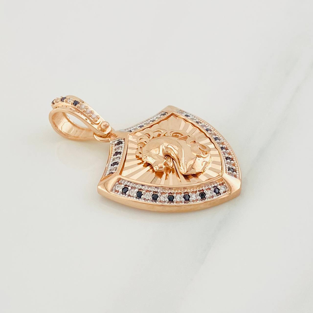 Dije Caballo 6.15g / 3.5cm Dos Oros Blanco Rosa 18K